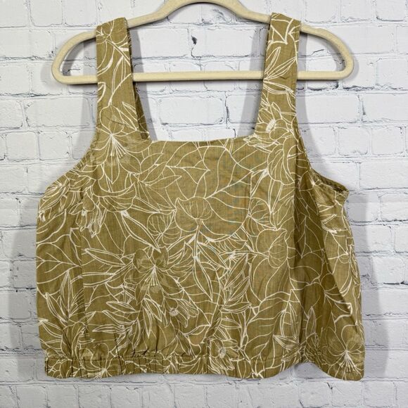 Ana a New Approach XL Crop Top Brown Floral Cottagecore Summer Boho Breezy - Picture 2 of 5